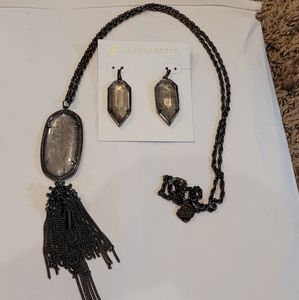 Kendra Scott Gunmetal Earrings Set Mirror Rock